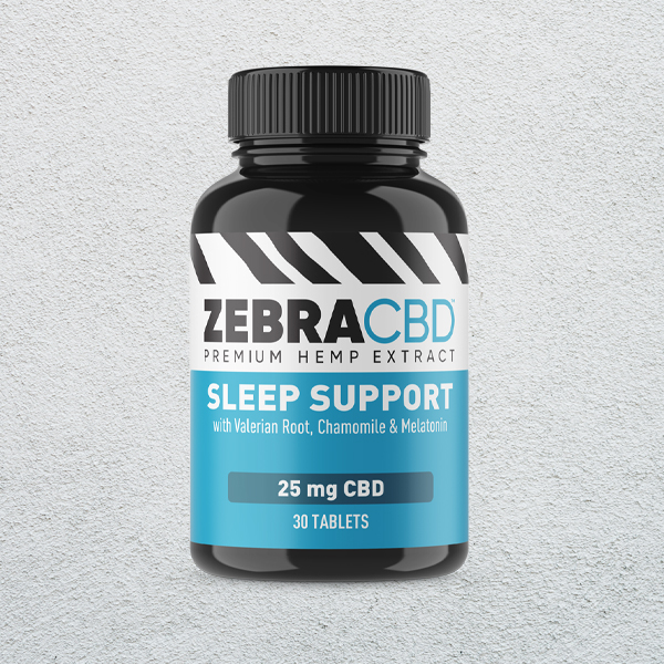 Bottle of Zebra CBD Sleep Support tablet